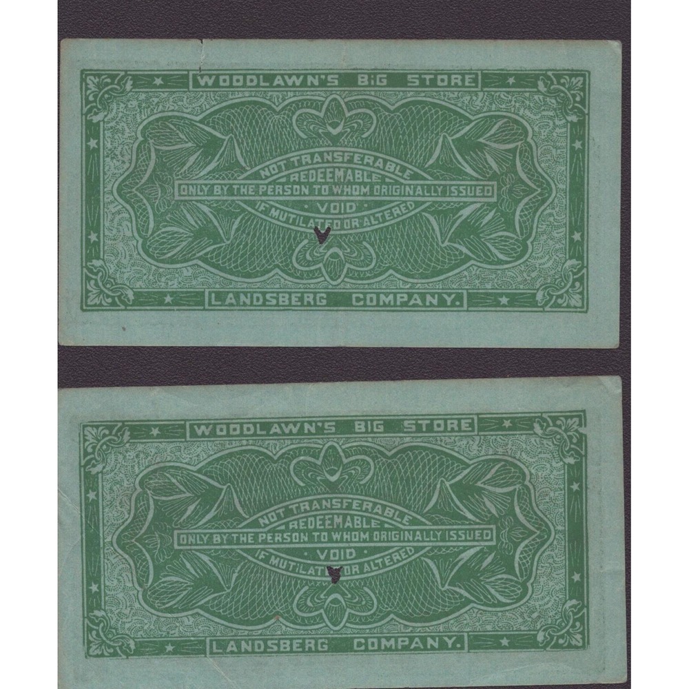 Vintage Star Dry Goods House 50 Cent Cash Coupons Woodlawn Big Store Scrip Lot 2 - Picture 2 of 2